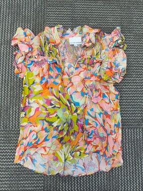 Gilner Farrar Sienna Ruffle Floral Blouse, size XS